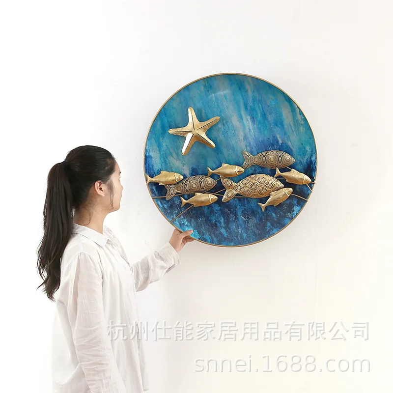 Mediterranean wind wrought iron wall decoration fish porch  decoration  decoration  hanging parts creativity
