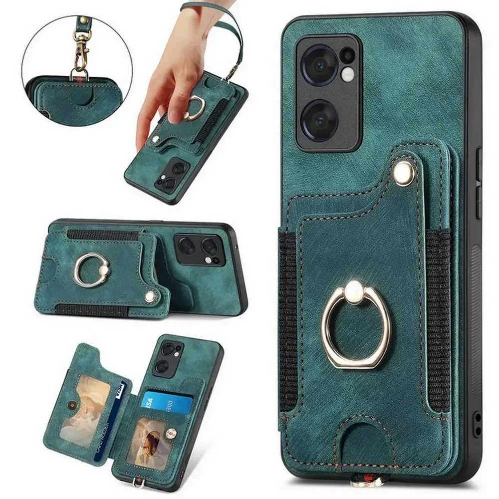 Reno11 F 11F 11A 13F 13 14 15 FS 13A 14F 15F 5G RFID Leather Wallet Back Case For OPPO Reno 16 15 14 13 12 11 Pro Max 16F Cover