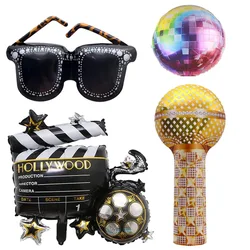 Movie Night Decorations Retro Disco Party Decoration Camera Microphone Foil Balloons Photography Projector Birthday Party Decors