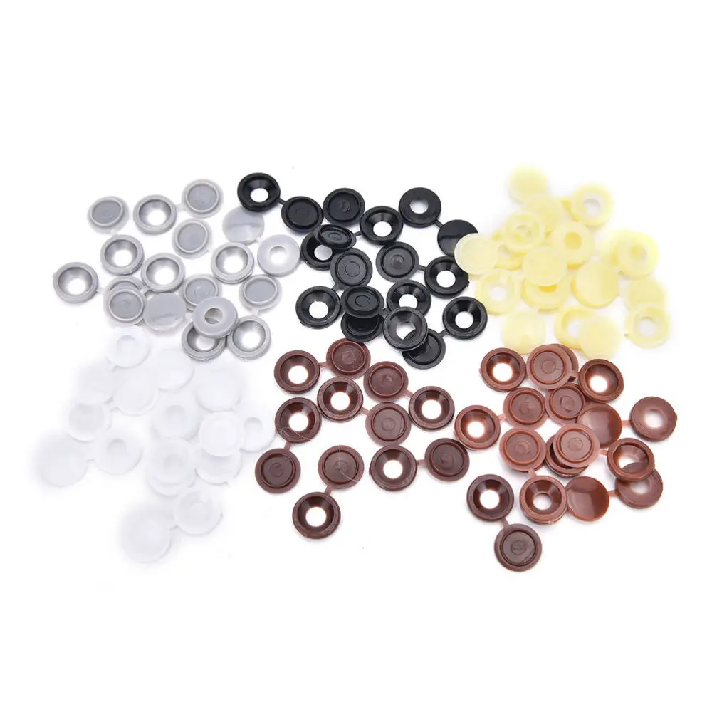 50pcs 12.5mm Screw Caps Hinged Plastic Screw Cap Cover Fold Snap Protective Cap Button for 3mm-4mm Shank Diameter Screws