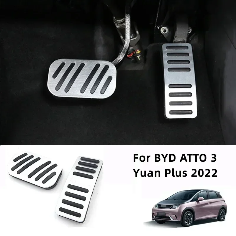 For BYD ATTO 3 Yuan Plus 2022 Car Pedals Brake Accelerator Pedal Cover Anti-slip Alumium Alloy Foot Pedal Pad Accessories