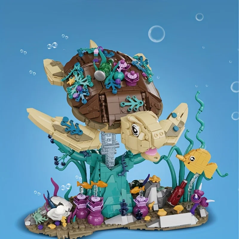 

1271pcs Ocean Turtle Building Blocks Set suitable for adults over 18 years old, can be used as a perfect desk decoration or gift