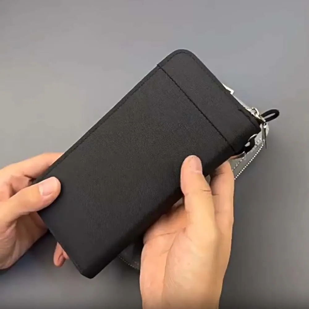 

Large Capacity Canvas Men's Wallet Classic Multiple Card Holder Long Business Handbag Note Compartment Anti-loss