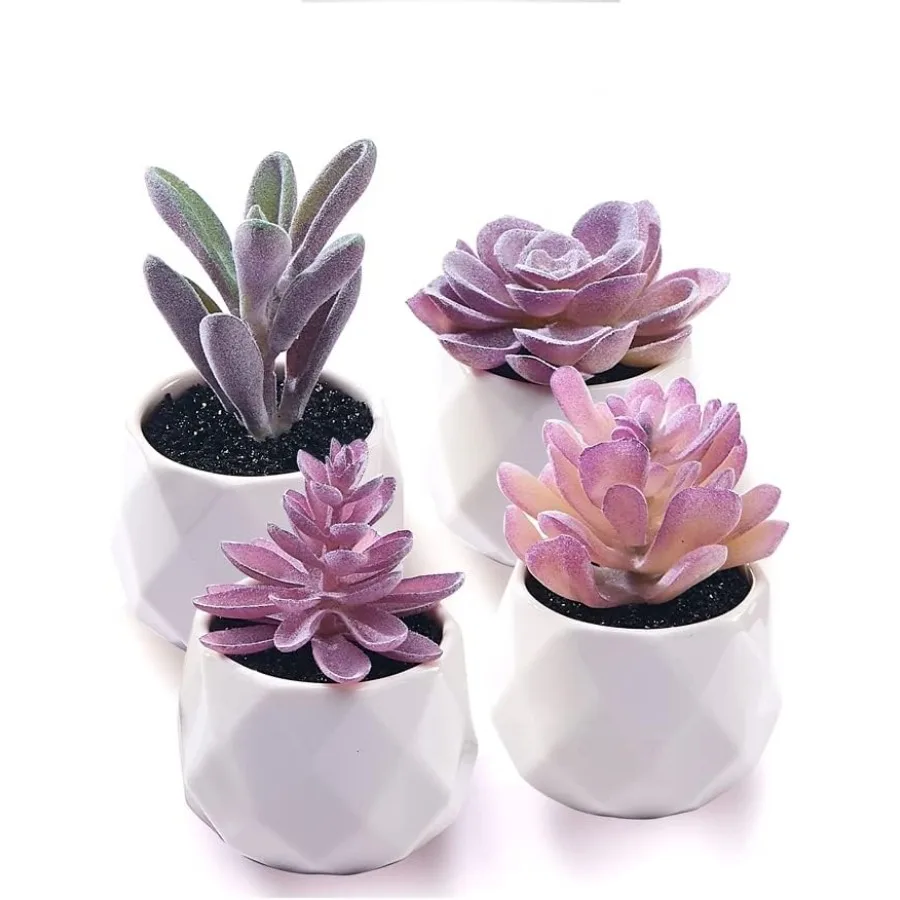 

Набор искусственных суккулентов, искусственные настольные растения для женщин, настольные реалистичные искусственные суккуленты в керамических горшках, мини-фиолетовый доктор для кровати