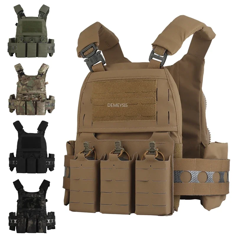 Airsoft CS Vests Tactical V5 PC Hunting Plate Carrier Modular Quick Release Vest with Triple Pouches Paintball Armor Clothing