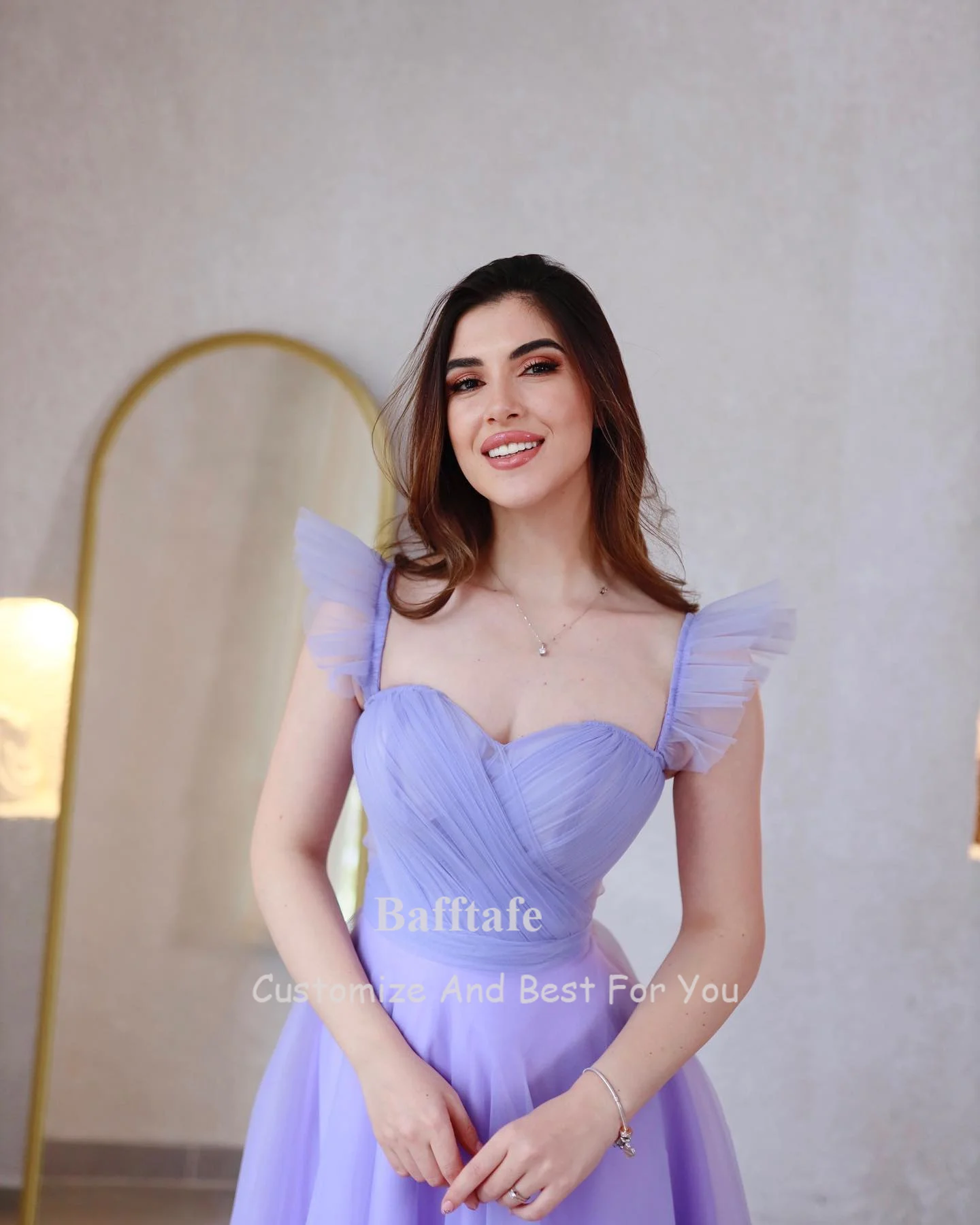 Customized Fairy Light Purple Korea Party Dresses Spaghetti Strap Pleated Women Prom Dress Midi Homecoming Graduation Gowns