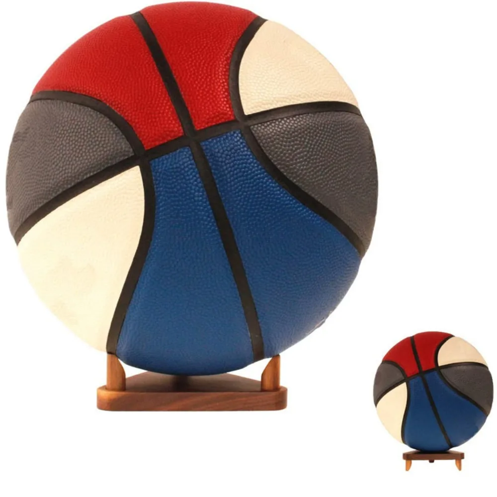 Suporte de exibição de basquete de madeira triângulo rack economizar espaço esportes bola armazenamento cremalheiras desktop decorativo tripés bola display titular