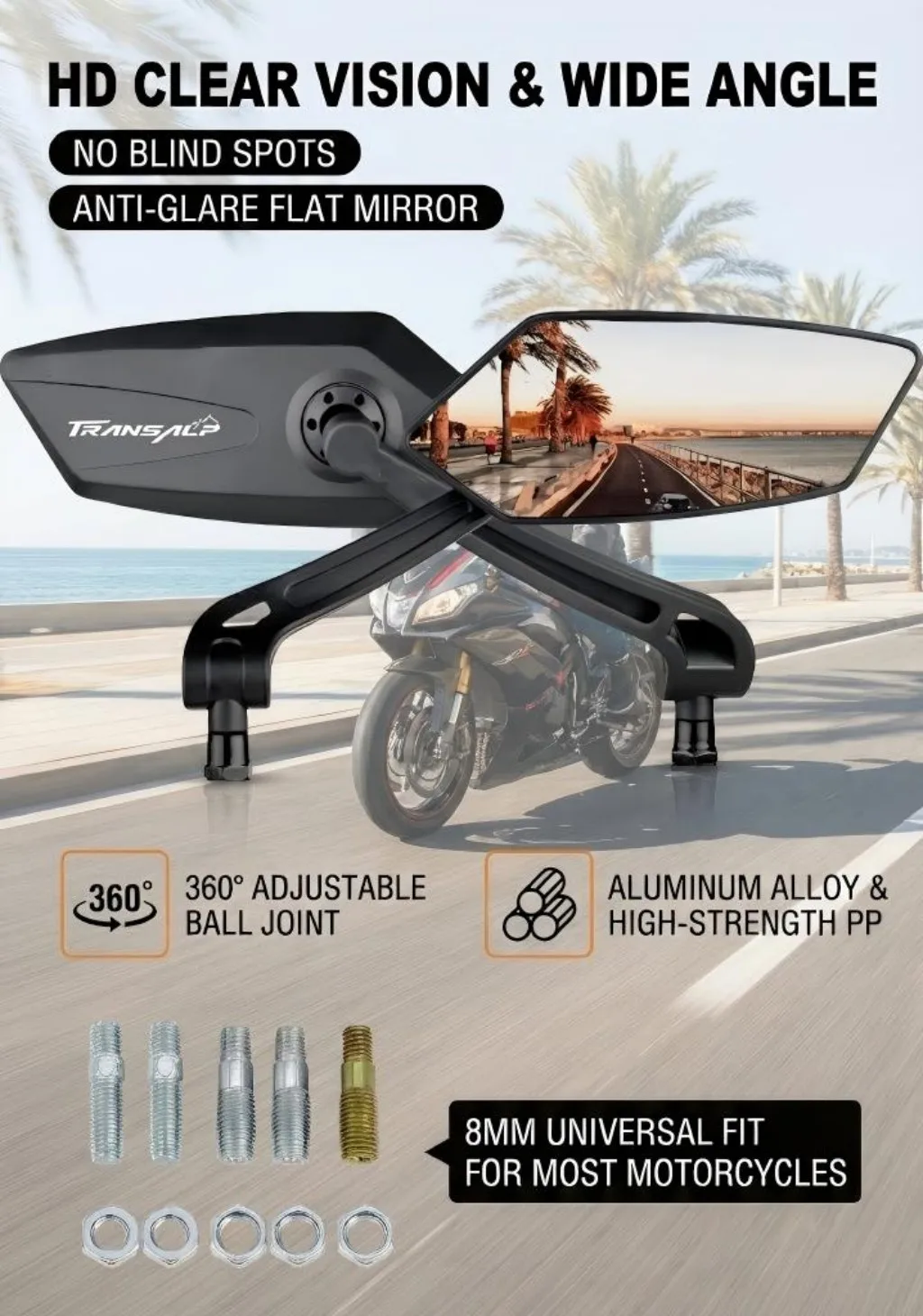 

Motorcycle Rear view Mirrors For XL750 Transalp 600V XL650V 700V XL750 2023 Adjustable Rearview Side Mirrors Accessories