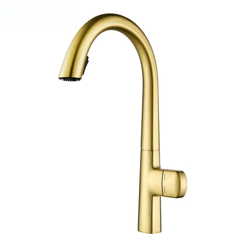 Full copper kitchen pump invisible pull head faucet vegetable basin laskin sink faucet