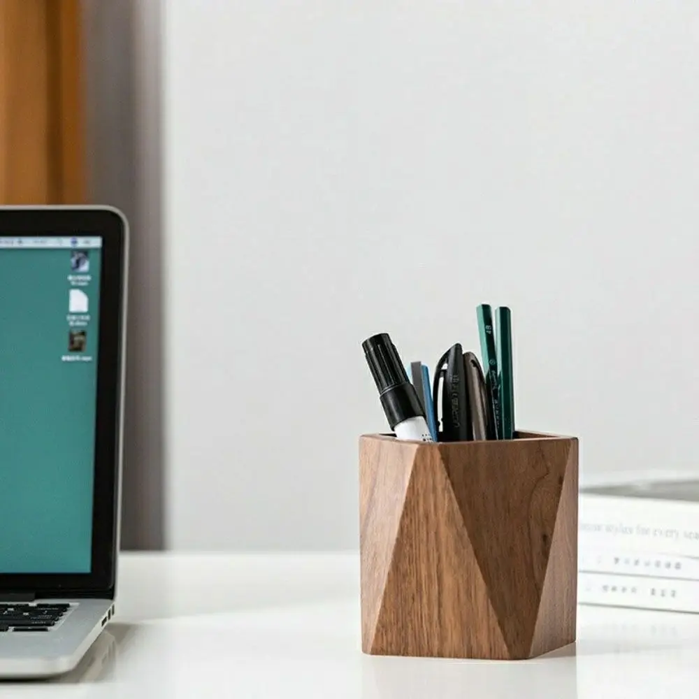 

Supplies Home Decor Student Stationery School Accessories Pencil Case Walnut Pen Holder Desktop Storage Box Wood Pen Holder