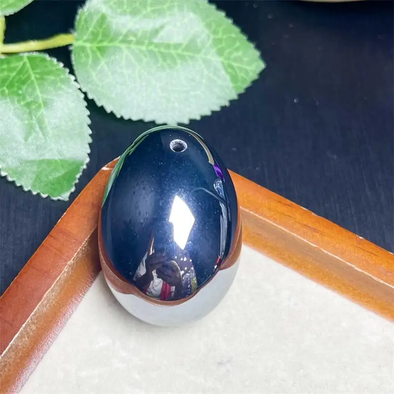 2PCS Natural Terahertz Dinosaur Egg Carving Healing Reiki With Hole Fashion Jewelry For Friends Gift 42MM