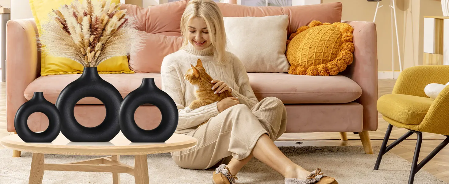 Black ceramic vase