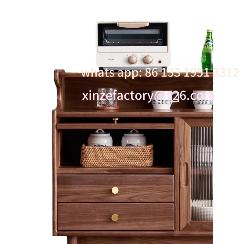 

Customizable Nordic modern solid wood walnut side cabinet functional storage storage integrated antique furniture kitchen storag