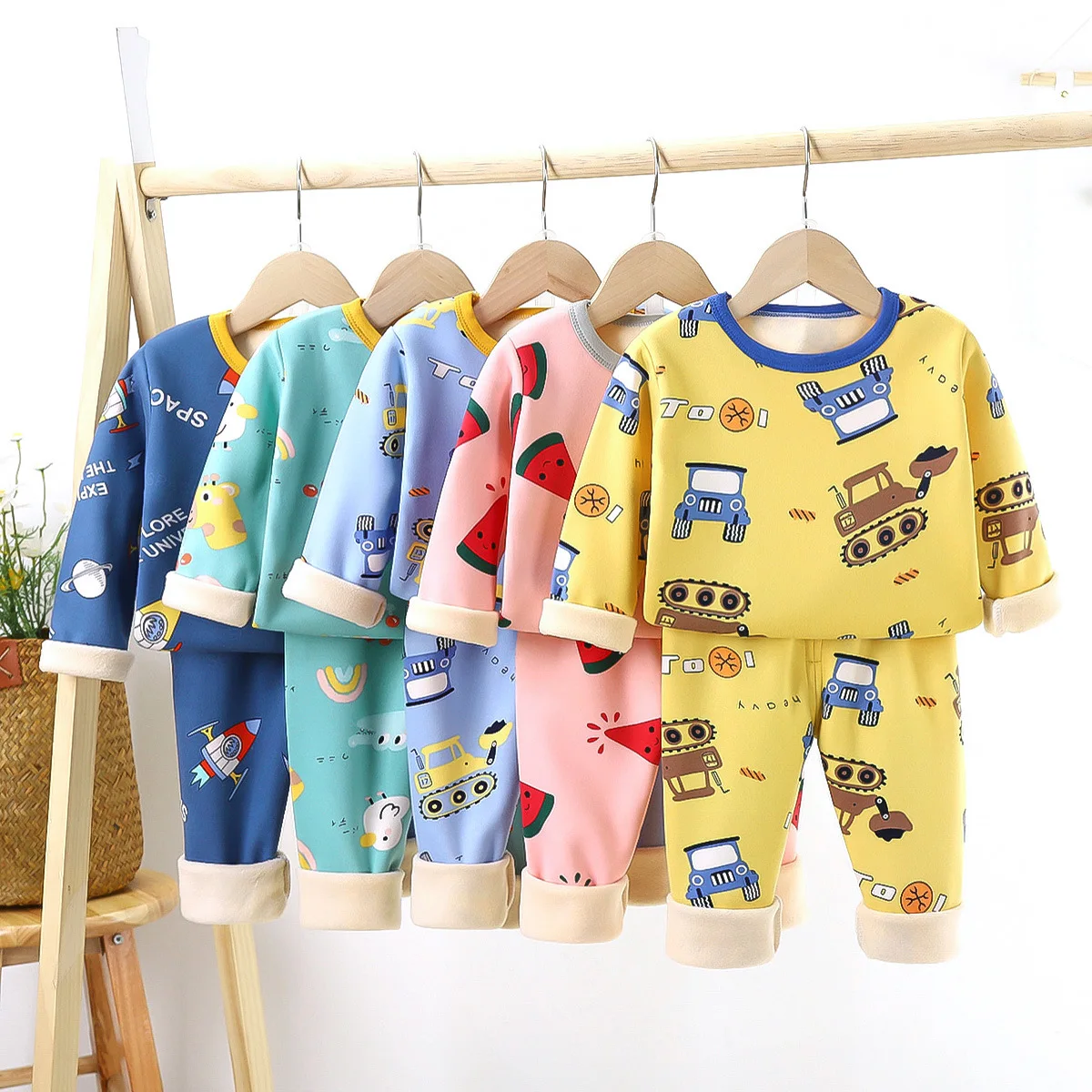 

Baby Kids Pajamas Sets Sleepwear Suit Winter Warm Girls Pajamas Long Sleeve Tops+Pants 2PCS Children Clothing