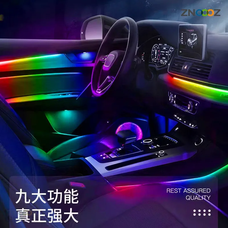 18/22 in 1 Streamer Symphony Car Ambient Lighting 213 64 Color Led Door Light Interior Rainbow Dashboard Acrylic Strip Rgb Kit