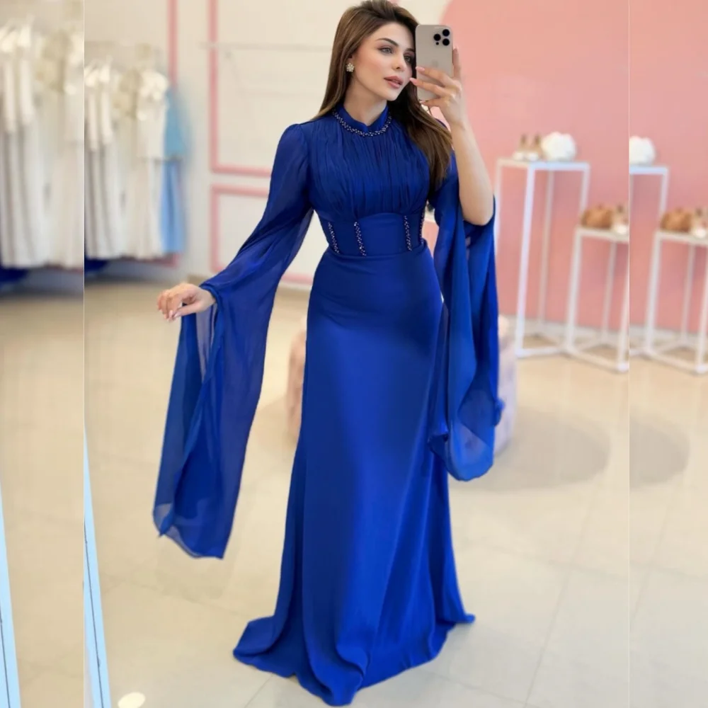 

Индивидуальные длинные платья из джерси высокого качества с блестками и круглым вырезом, классическая мода на заказ