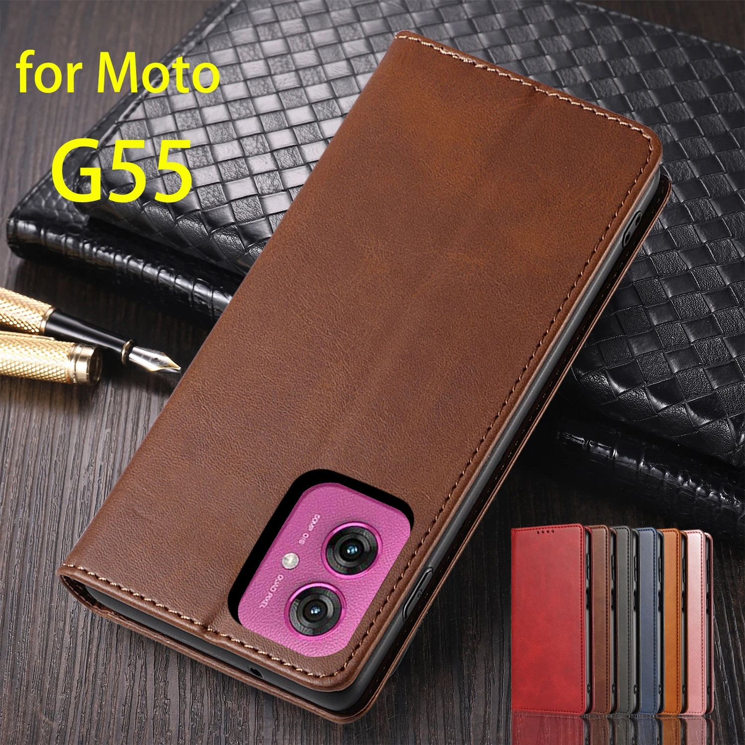 

Leather Case for Motorola Moto G55 5G Flip Case Card Holder Holster Magnetic Attraction Cover Wallet Case Capa Fundas Coque
