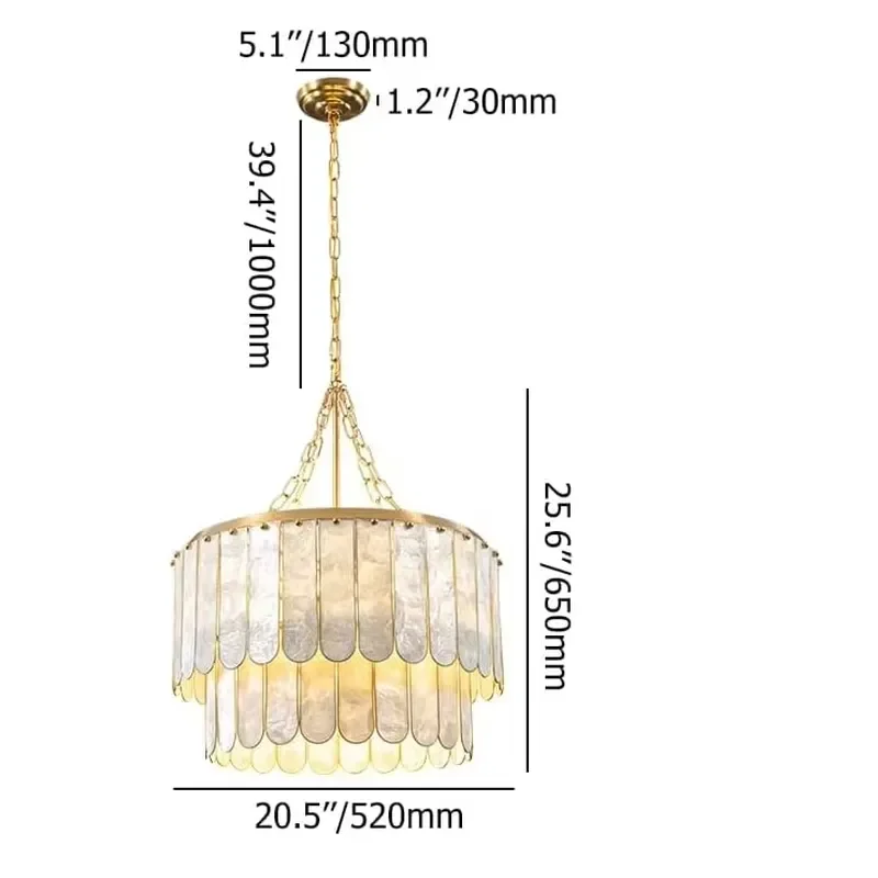 Faceted Gold Capiz Shell Chandelier for Dining Room Modern Pendant Lighting for Wedding Decorative Gold Pendant Light