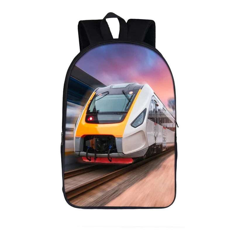 Mochila com estampa de trem ferroviário de alta velocidade para meninos adolescentes meninas crianças bolsas escolares mulheres homens mochila para laptop para viagem bolsa de livro