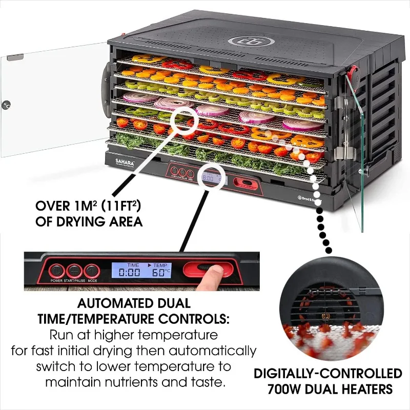 Deshidratador de alimentos plegable Brod & Taylor SAHARA (estantes de acero inoxidable)