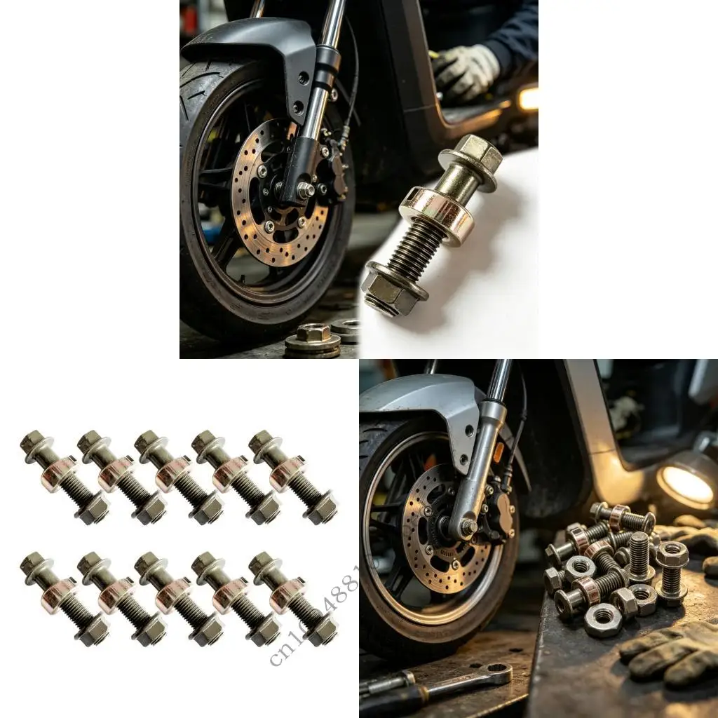 Threaded Steering Column Bolt Set for Electric Motorcycle Service, Metal Fastener Hardware, 10-Piece Parts for Repair and Spare