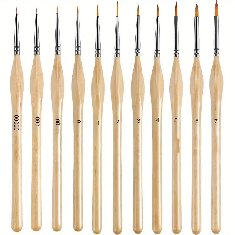 Hand Painting Detail Brush Set 11Pcs Non-slip Triangle Handle for Acrylic Art Creation Hobbyists