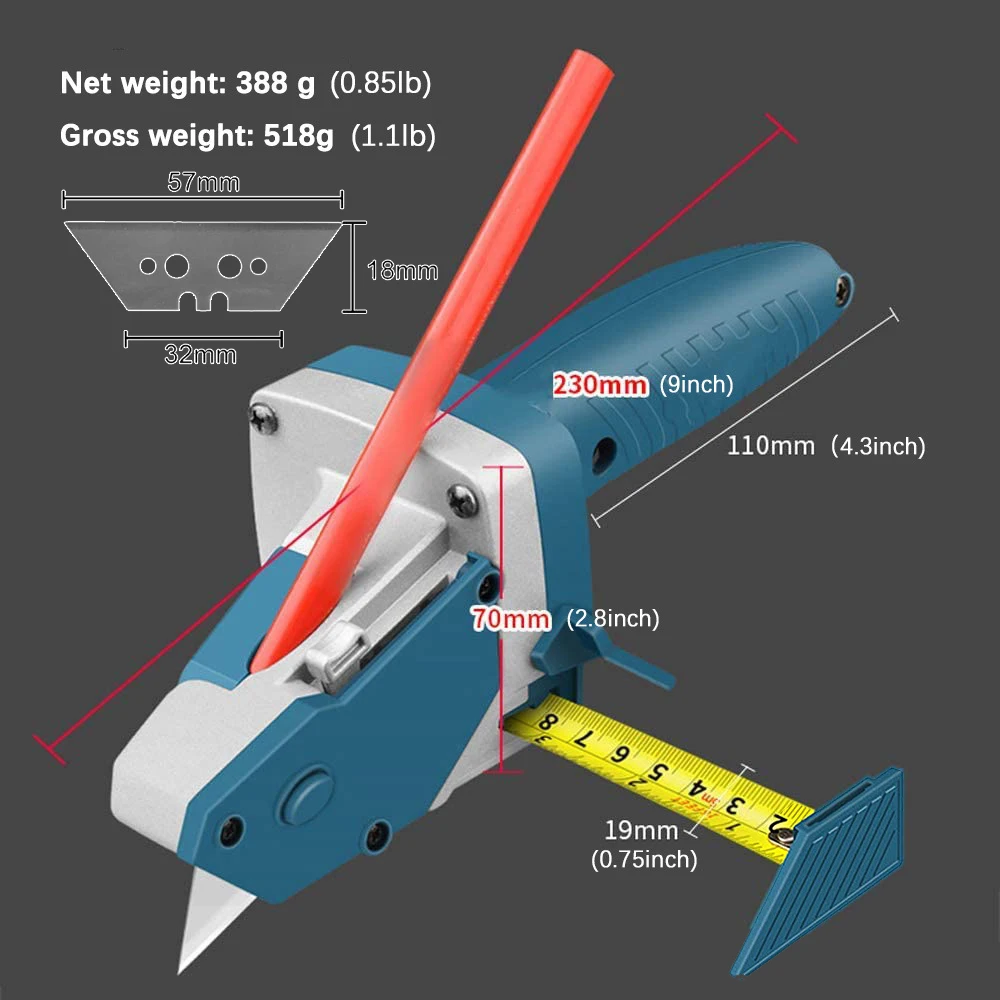 Manual Gypsum Board Cutter Hand Push Drywall Cutting Artifact Tools with Tape Woodworking Cutting Board Tools view 6