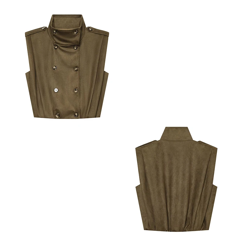 Guobioziy Women's Slim-Fit Pleated Button Vest Jacket 2026 Spring-Autumn New European-American Casual Fashion Trend High Street