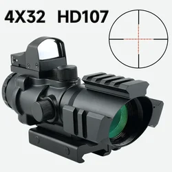 4x32 Compact HD107 Red Dot Sight Tactical Reflex Optics Rifle Scope Outdoor Shooting Hunting Riflescope Fit 20mm Weaver Rail