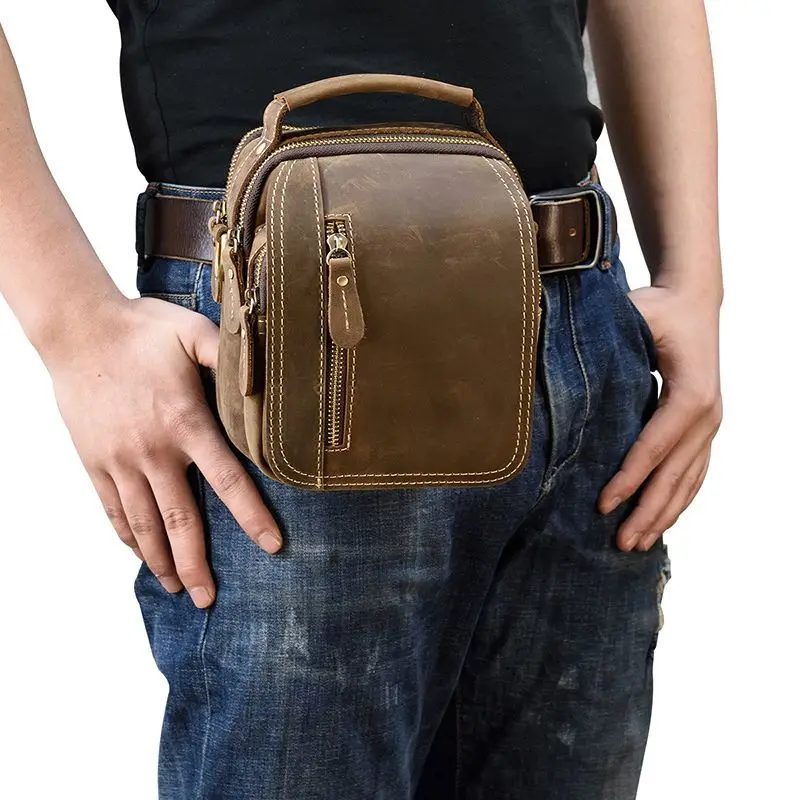 Mann Gürtel Tasche Aus Echtem Leder Taille Pack Für Männer Taktische Fanny Pack Rindsleder Schulter Umhängetasche Casual männer gürtel Tasche