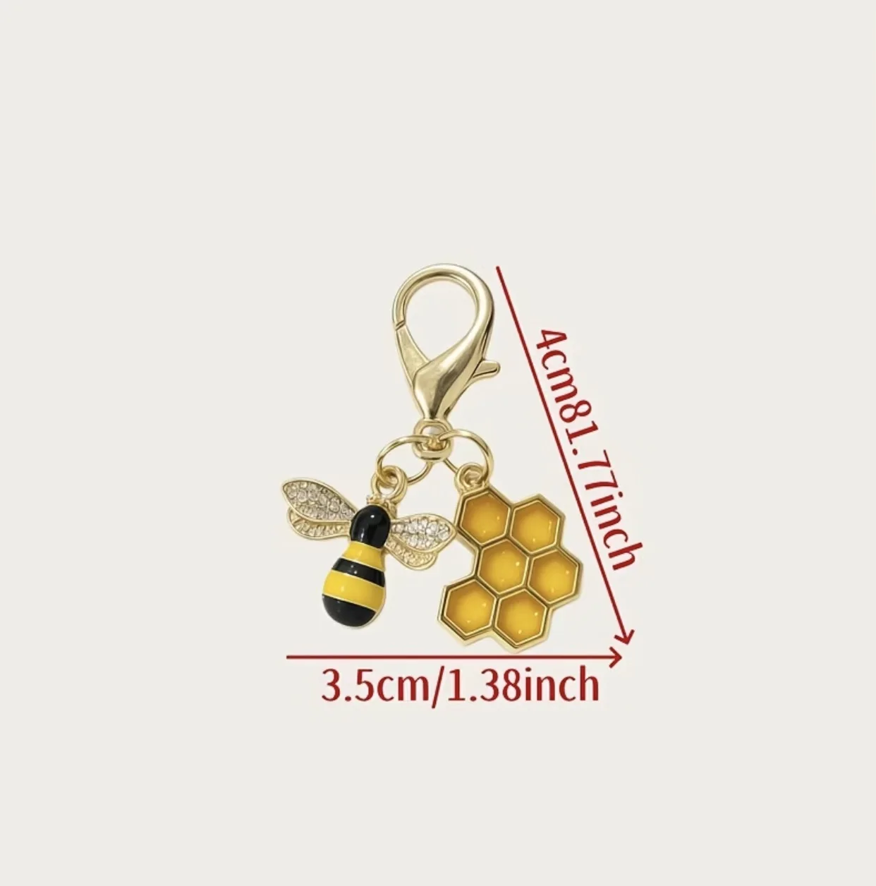 1/10 Stück Zinklegierung Bienen-Waben-Anhänger mit Karabinerverschluss, Emaille-Bienen-Anhänger, Taschen-Schlüsselanhänger, DIY-Schmuckherstellungszubehör, Geschenk – Detail 1