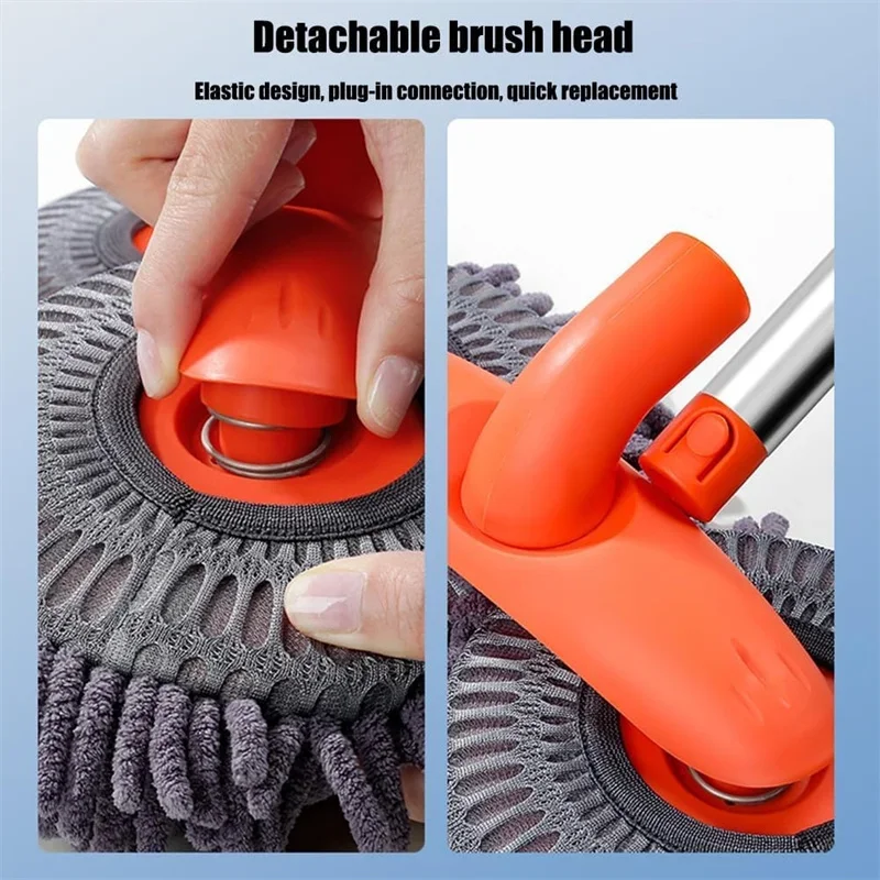Roterende Auto Wash Dweil Borstel Auto Levert Driedelige Dubbele Kop Telescopische Mop Dakreinigingsaccessoires Voor Onderhoud