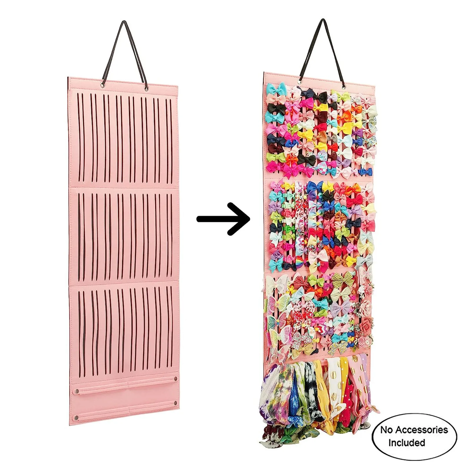 Hair Bows Holder, Large Capacity Hair Clips Storage Hanger Baby Accessory Display Sturdy Rope Wall Hanging For Girls Room Decors