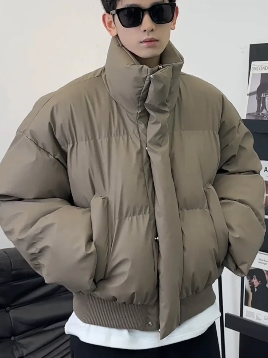 

Мужская зимняя куртка из искусственной кожи и хлопка, утепленная, с воротником-стойкой, модная повседневная модель для молодежи, с наполнителем из полиэстера