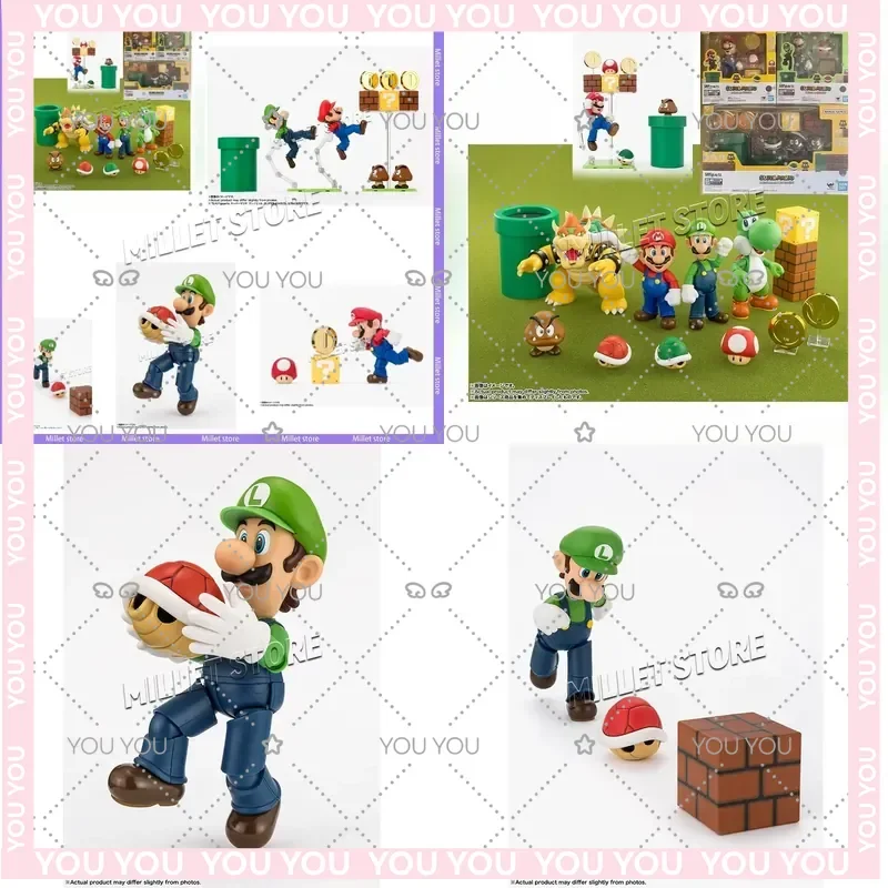 Figura Original de Bandai S.H.Figuarts SHF, Set de Mario y Luigi, Super Mario, Figura Articulada, Modelo Coleccionable, Juguete de Regalo