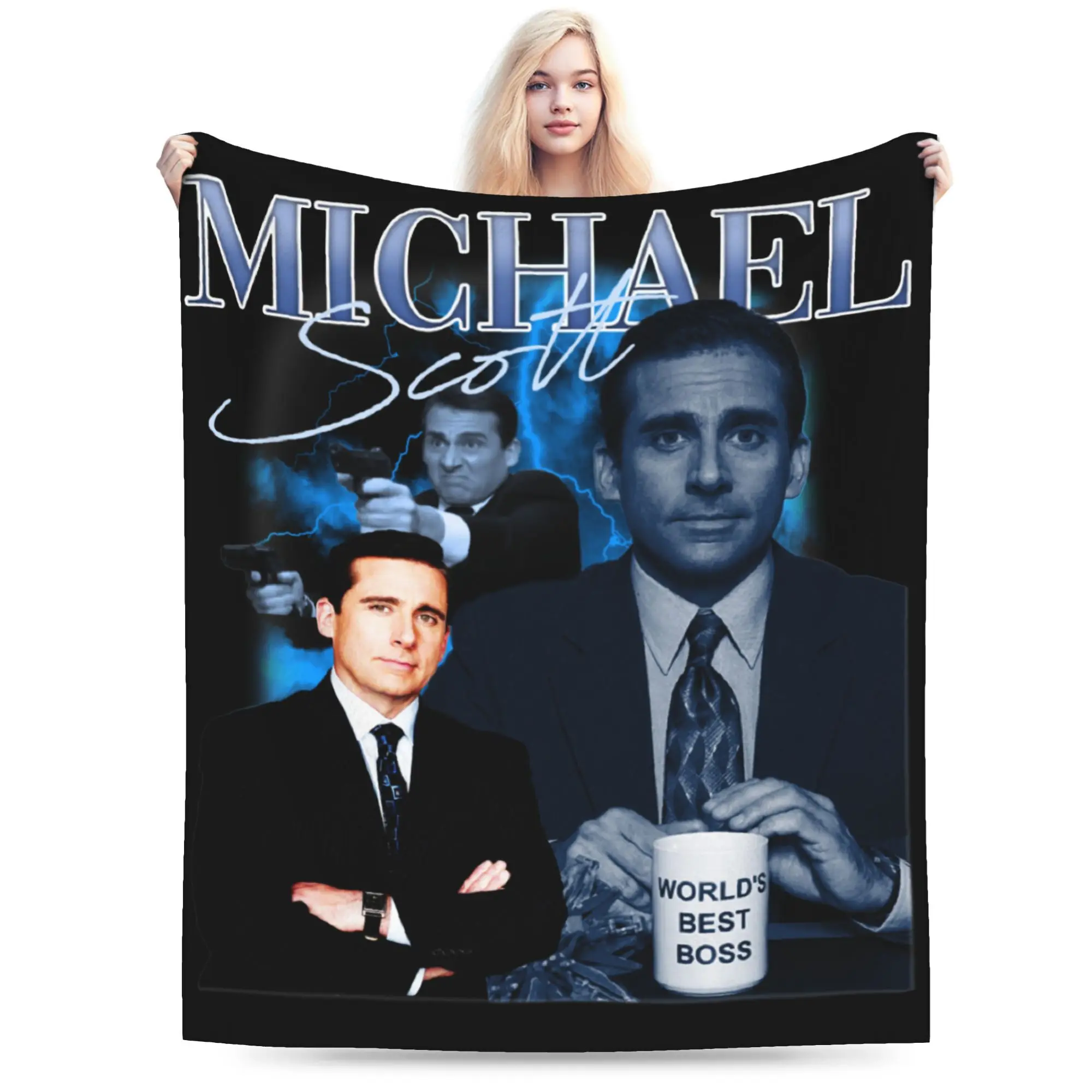 Michael Scott 90's Vintage The Office Tv Show Blanket Coral Fleece Plush Textile Decor Throw Blankets for Bedding Travel Quilt