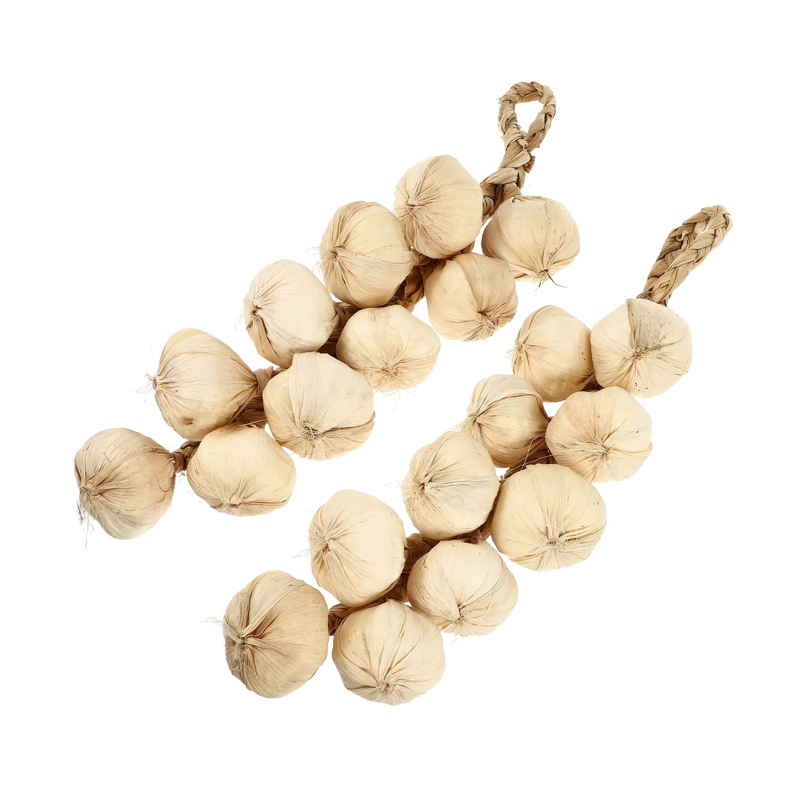 2 Pcs Simulated Garlic Decorative Strings Realistic Fake Vegetable Models for Home Kitchen Lifelike Artificial