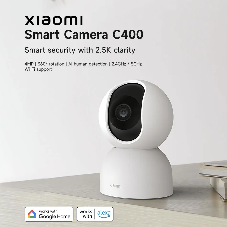 Global Version Xiaomi Smart Camera C400 2.5K 4MP 360° Rotation AI Human Detection 2.4GHz 5GHz Wi-Fi Google Home Alexa Smart Home