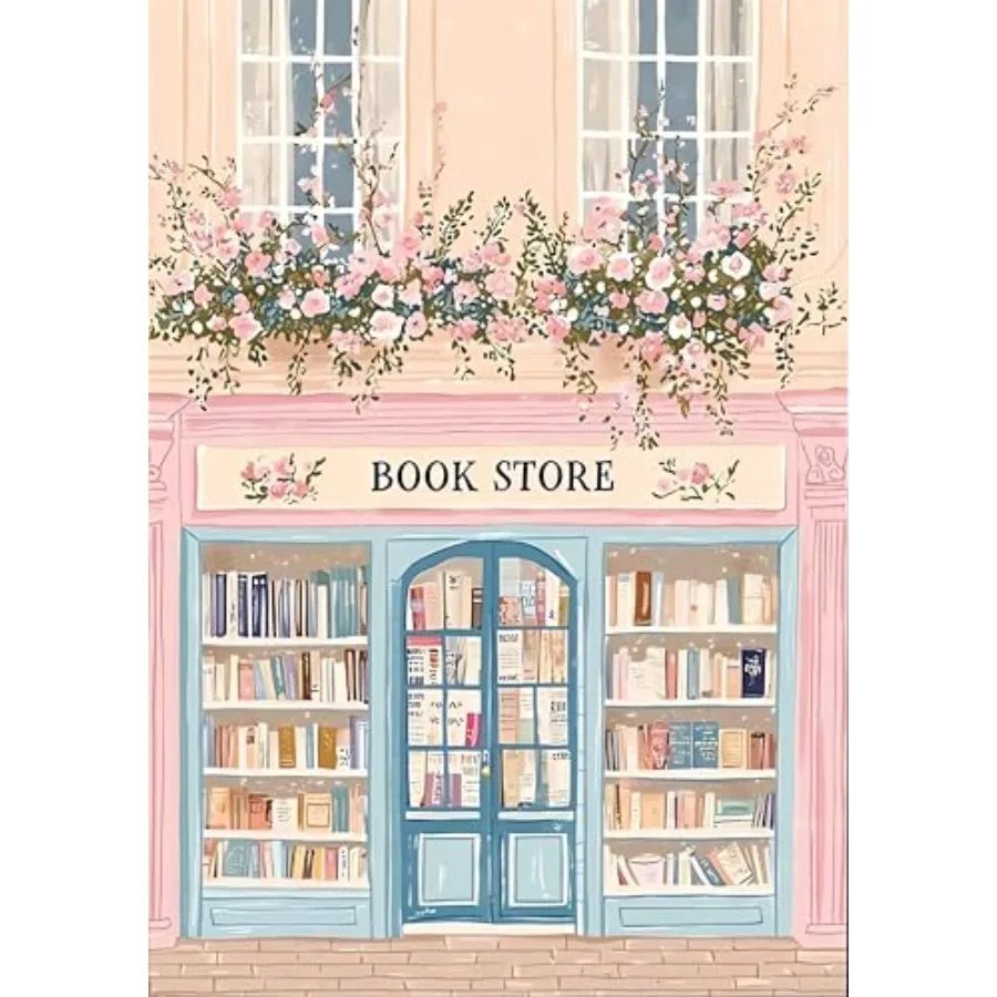 

Diamond Art Kits for Adults Pink Book Shop Diamond Painting Kits for Adults Beginners DIY Diamond Dots Bookstore 5D Full Round