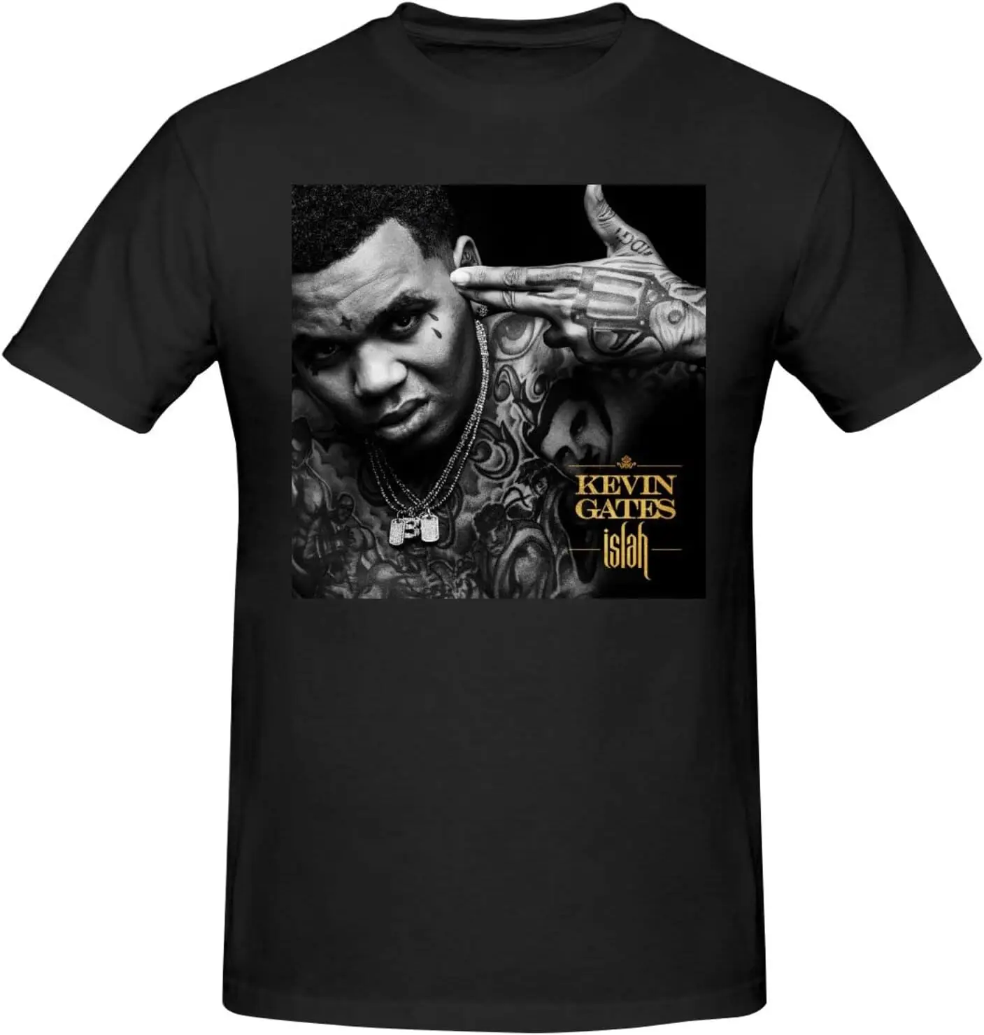 Kevin Music Gates Shirt Men's Personalised Short Sleeve T Shirt Fashion Graphic Tees Cool Casual Tops Black