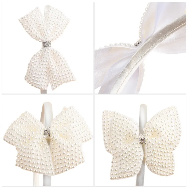 Bow Pearl Headband For Women Girls Hairband White Crystal Rhinestone Head Hoop Hair Bands Head Band Kids Hair Accessories Gift