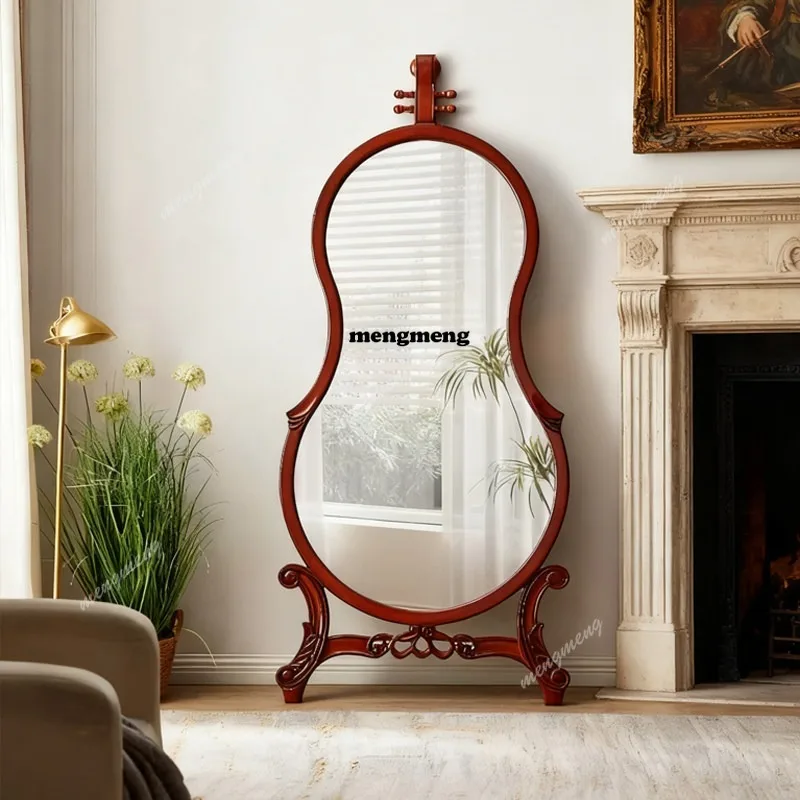 Violin art mirror French retro decorative mirror European floor-to-ceiling full-body dressing mirror
