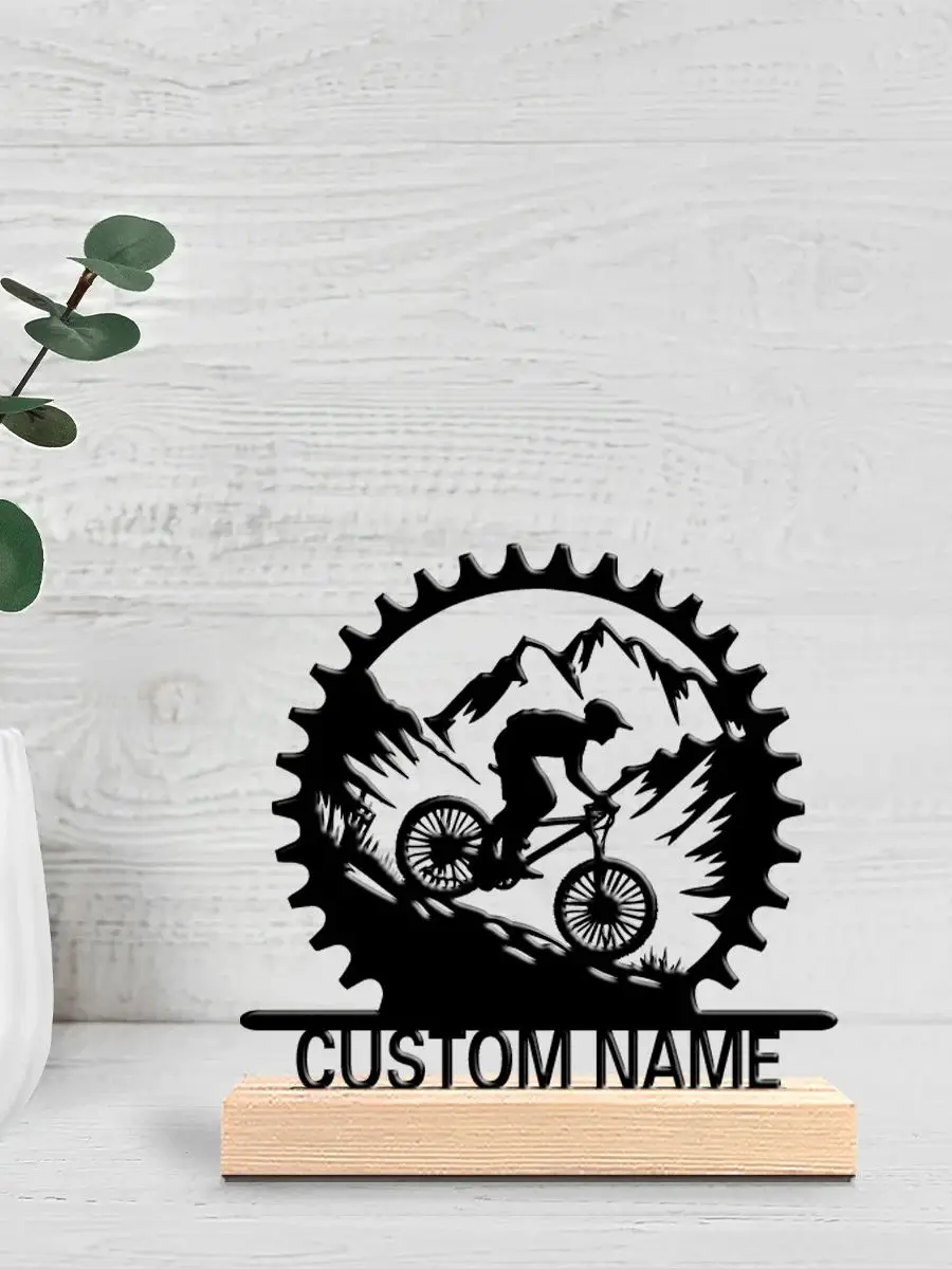 AliExpress NONE 1pc Fashion Personalized Custom Mountain Bike Metal Statues Vintage Wall Decor with Wooden Frame, Ideal for Sheds, Patio, Cottag