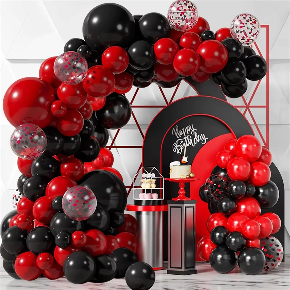 

Red Black Balloons Garland Arch Kit Black Red Confetti Balloon Wedding Birthday Party Game Baby Shower Decoartion Globos