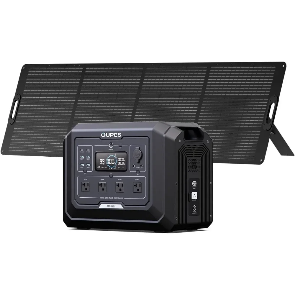 Solar Generator Mega 1 1024Wh with 240W Solar Panel, LFP Battery 2000W Portable Power Station Fast Charging to 100% within an