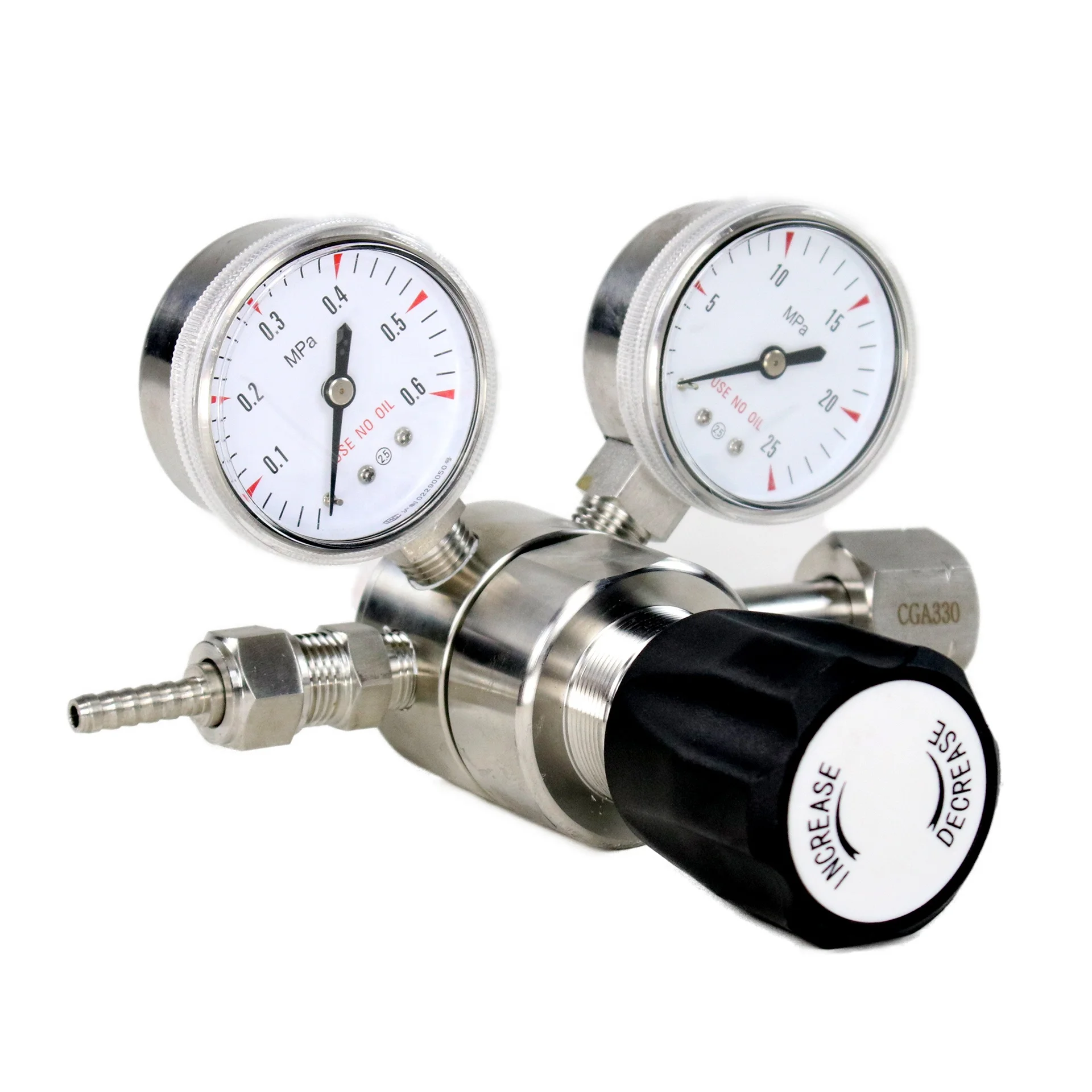 

CGA330 nut double gauges SO2 HCL gas regulator for corrosive gas