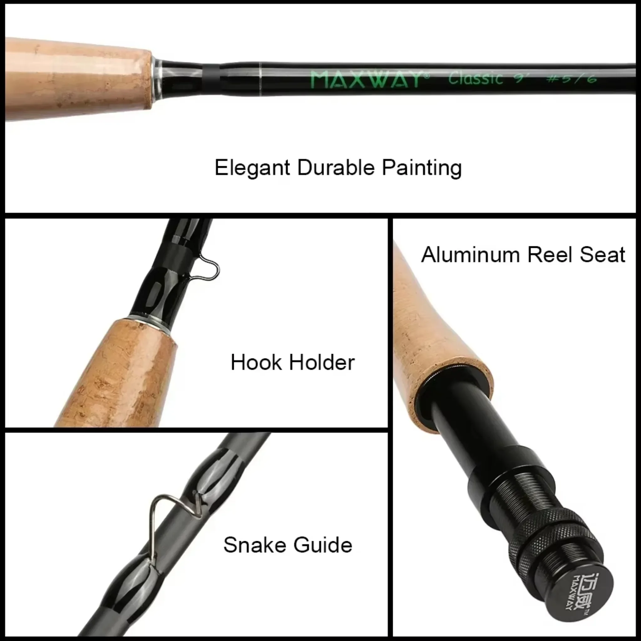 MAXWAY Fly Fishing Rod Reel Combo Carbon Rod Full Tackle Set,Reel,Lines,Flies,Double-sided Fly Box Carry Tube for Fresh Angling