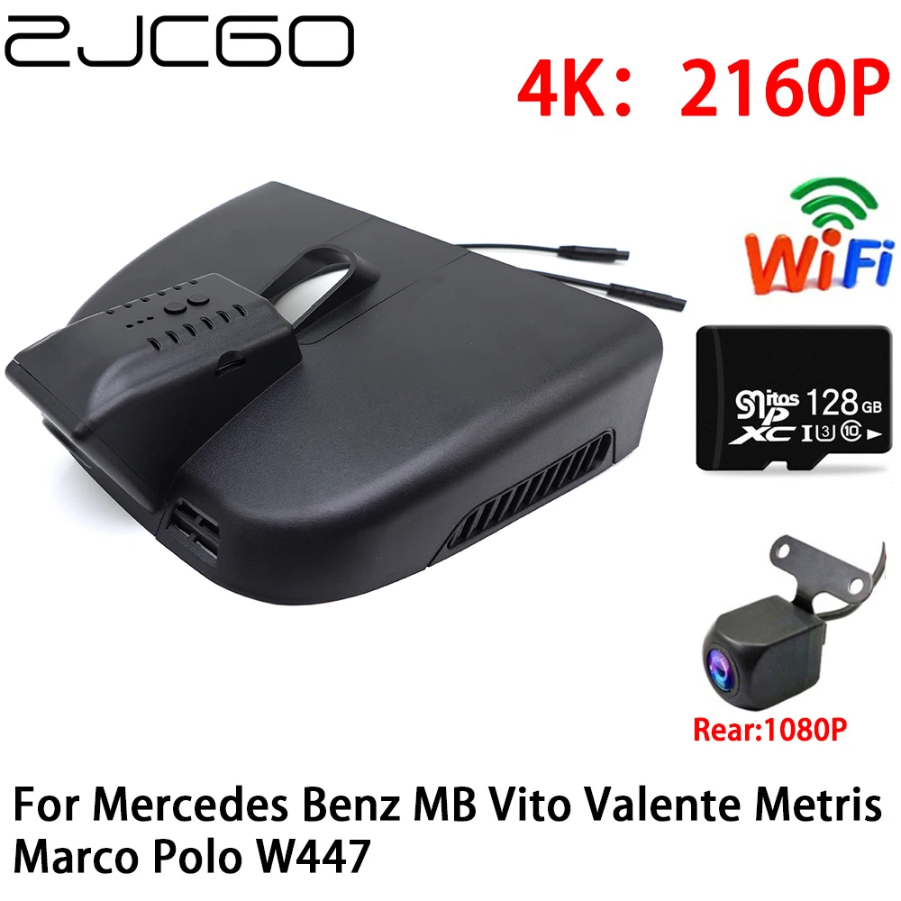 ZJCGO 2K 4K Car DVR Dash Cam Wifi Front Rear Camera 2 Lens 24h Parking for Mercedes Benz MB Vito Valente Metris Marco Polo W447