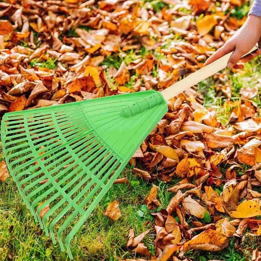 1pcs 24 Tines Leaf Rake Tempered Plastic Rake Head Collecting Leaves Debris Garden Rake Lightweight Yard Grass Clean Tools