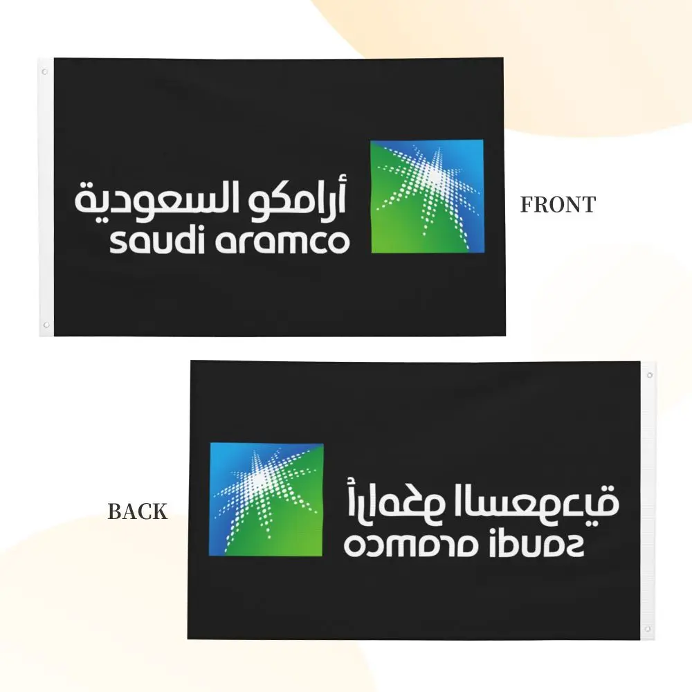 NEW Saudi Aramco Double Sided Banner Breeze Flag Garden Flag Decorative Flag Party Banner 3x5FT (90x150cm)